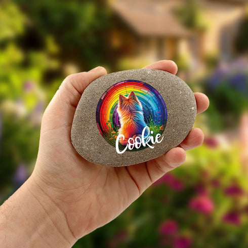 Rainbow Pomeranian Personalised Pebble